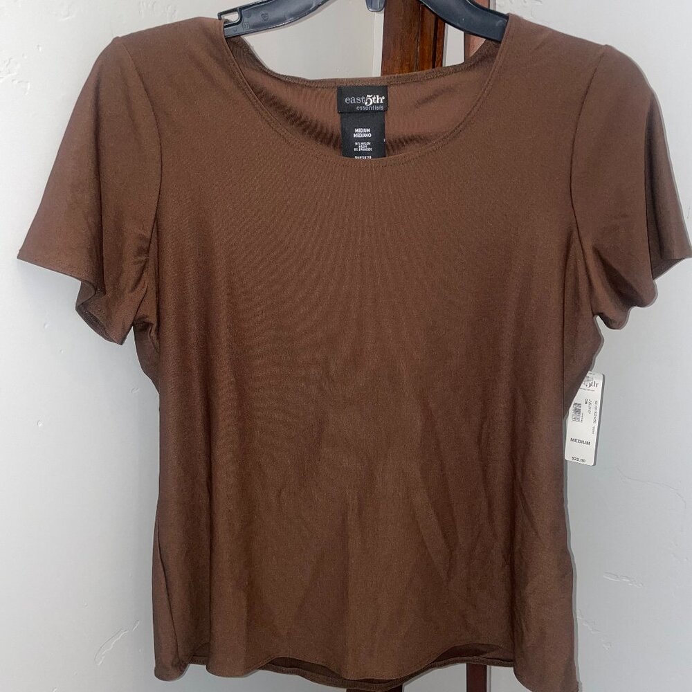 east 5th brown top/blouse/shell - medium